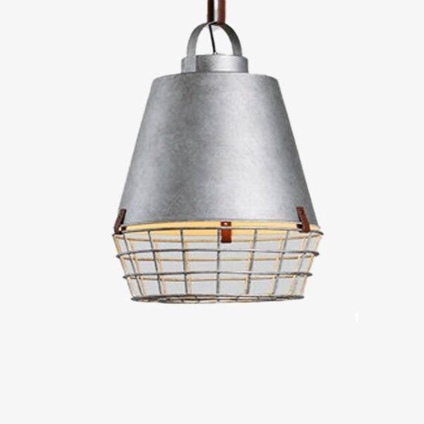 Suspension industrielle à LED avec abat-jour cage grise - vue 2 sur 6