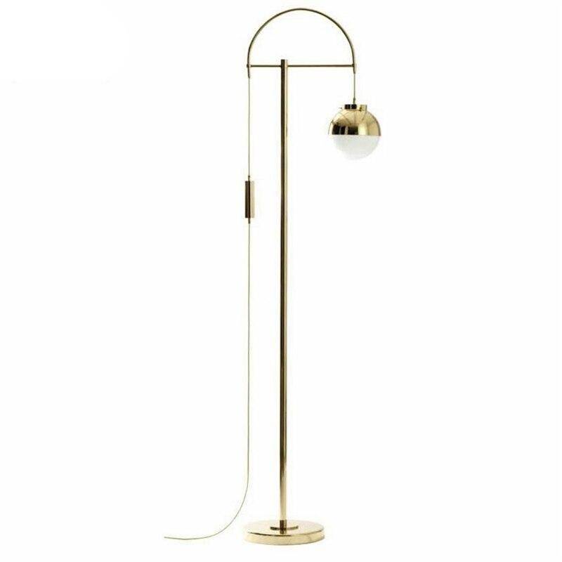 Lampadaire design LED en métal doré avec boule en verre Luxury - vue 4 sur 4