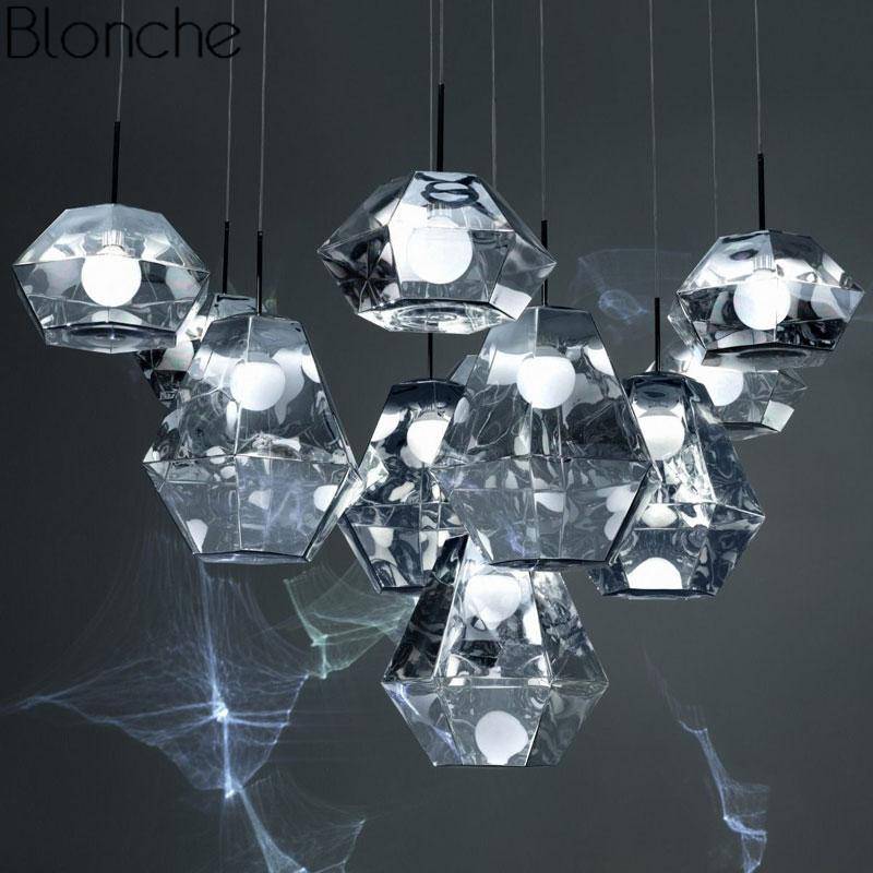 Suspension LED design géométrique en verre Diamond - vue 3 sur 10