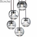 Suspension design boule en verre fumé Flask