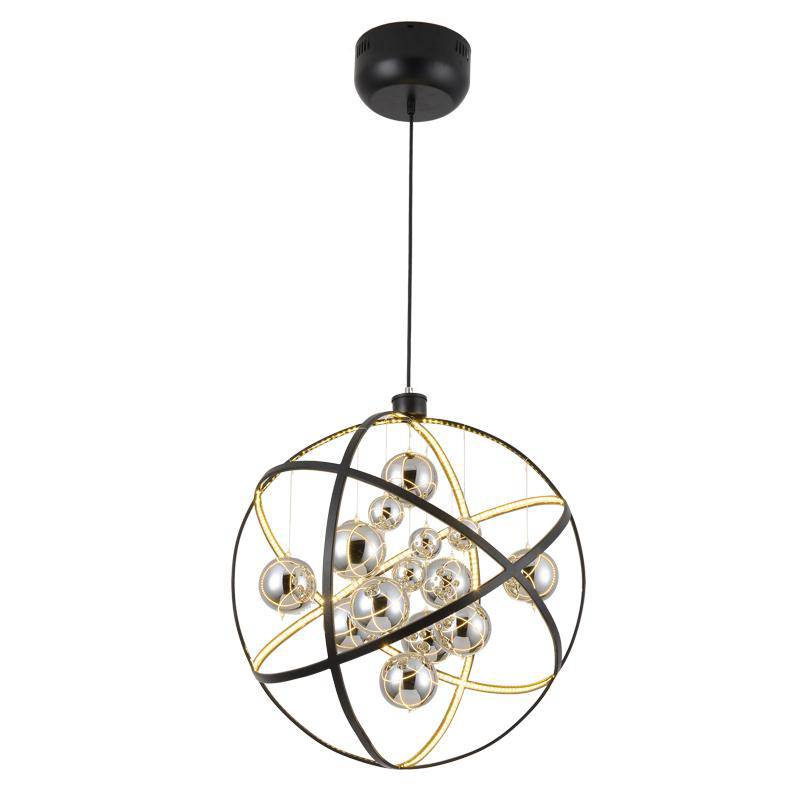 Suspension design LED boules dans sphère noire - vue 4 sur 6
