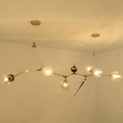 Lustre design à LED moderne doré et noir avec boules en verre et pics - vue 7 sur 12