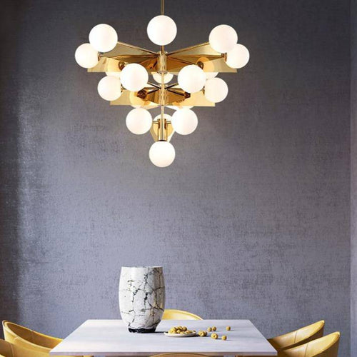 Lustre design à LED doré avec boules en verre - vue 2 sur 5