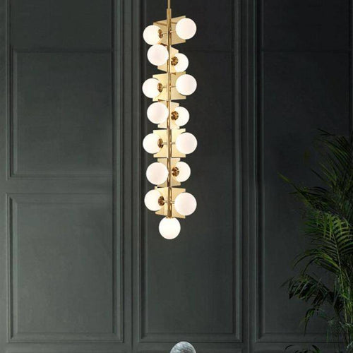 Lustre design à LED doré avec boules en verre - vue 4 sur 5