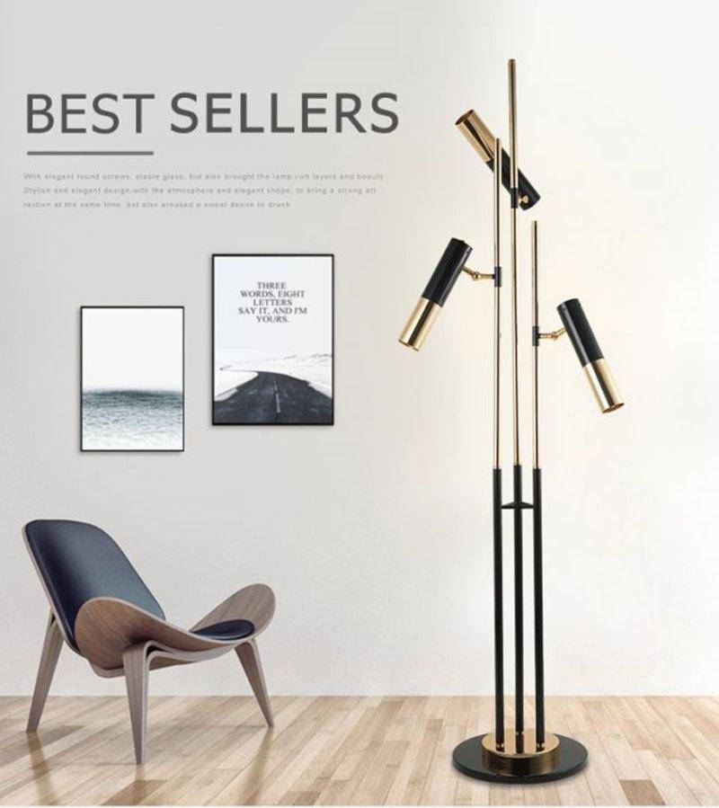 Lampadaire design LED tripes pied et lampes dirigeables Floor - vue 3 sur 6