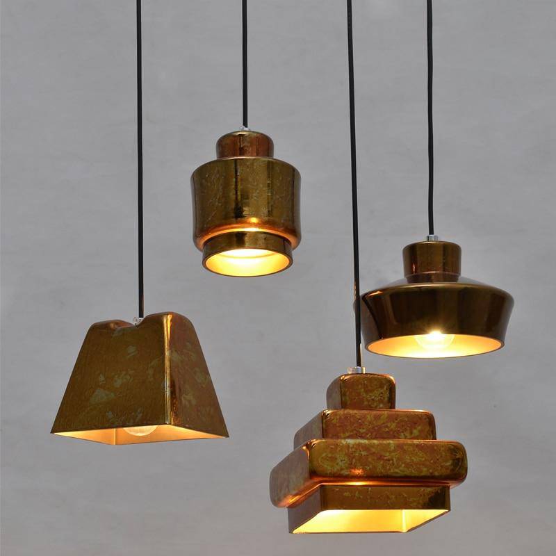 Suspension design LED style cuivre (plusieurs formes) - vue 3 sur 9