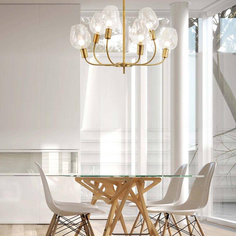 Lustre design doré et verre fumé Modern - vue 8 sur 12