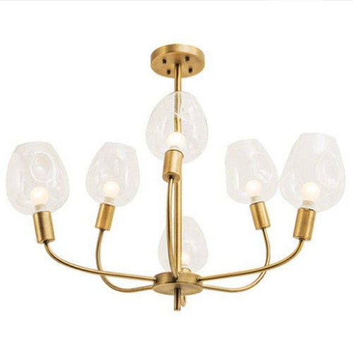 Lustre design doré et verre fumé Modern