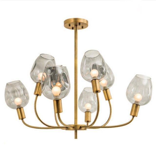 Lustre design doré et verre fumé Modern - vue 6 sur 12