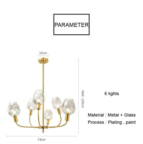 Lustre design doré et verre fumé Modern