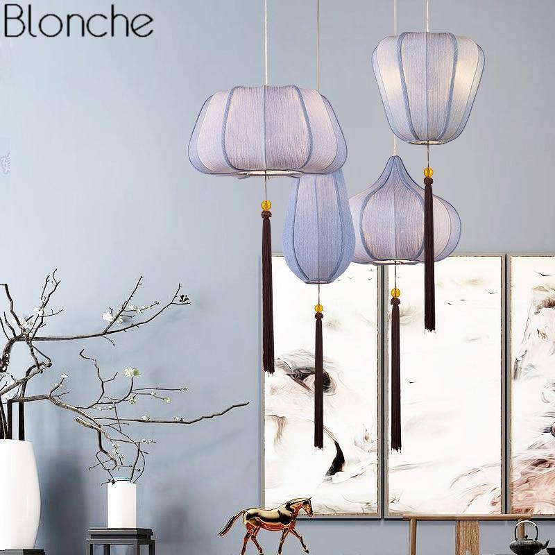 Suspension LED style chinois en tissu