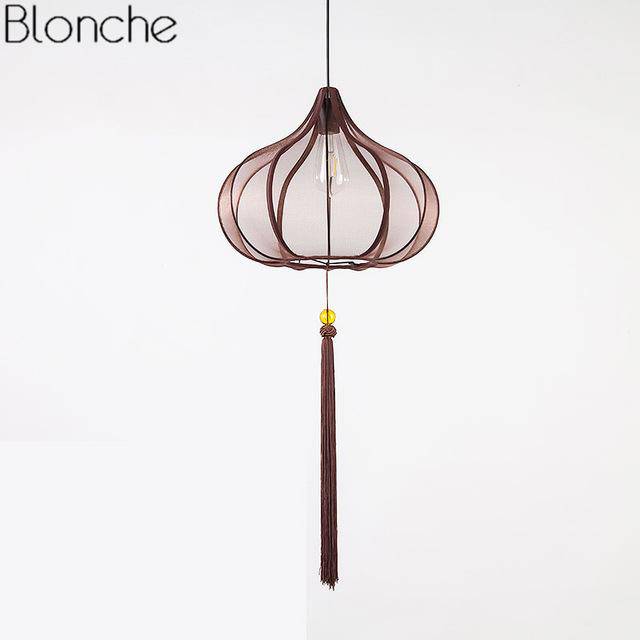 Suspension LED style chinois en tissu