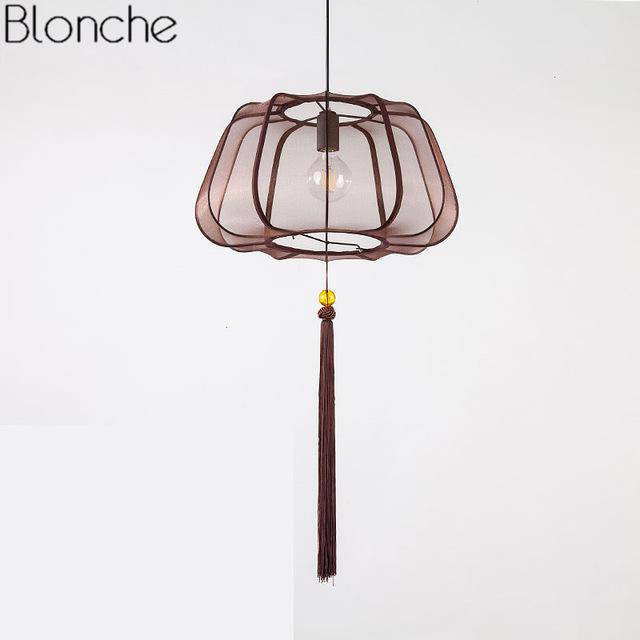 Suspension LED style chinois en tissu