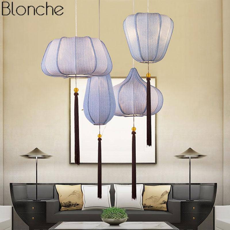 Suspension LED style chinois en tissu