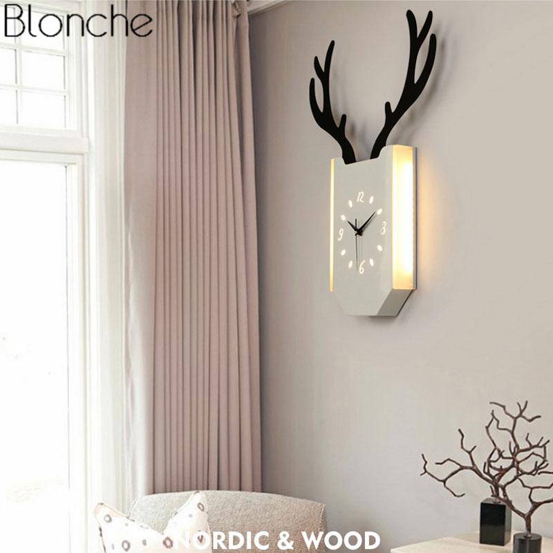 Applique murale LED corne de cerf et horloge - vue 9 sur 14