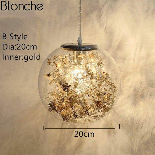 Lampe à poser boule en verre avec feuilles - vue 10 sur 10