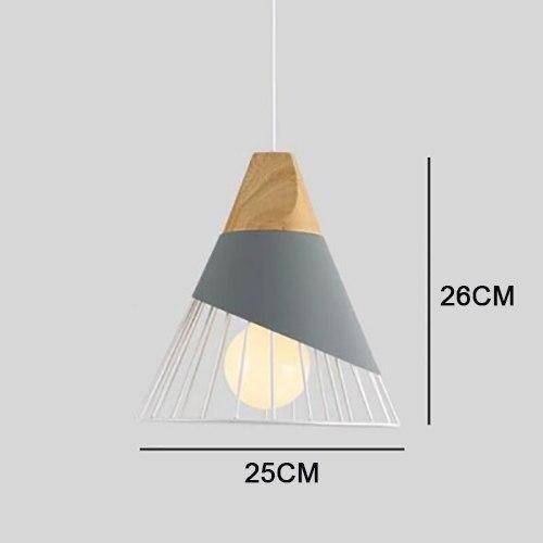 Suspension conique cage en métal et support en bois - vue 8 sur 10