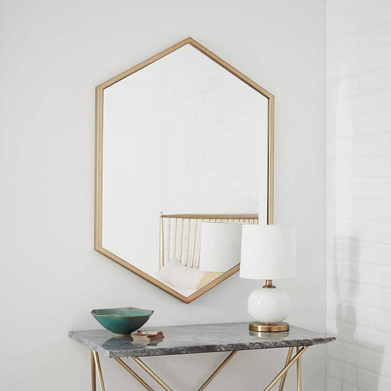 Miroir mural hexagonale en métal Nordic
