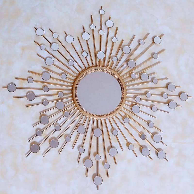 Grand miroir mural décoratif soleil rond Sun