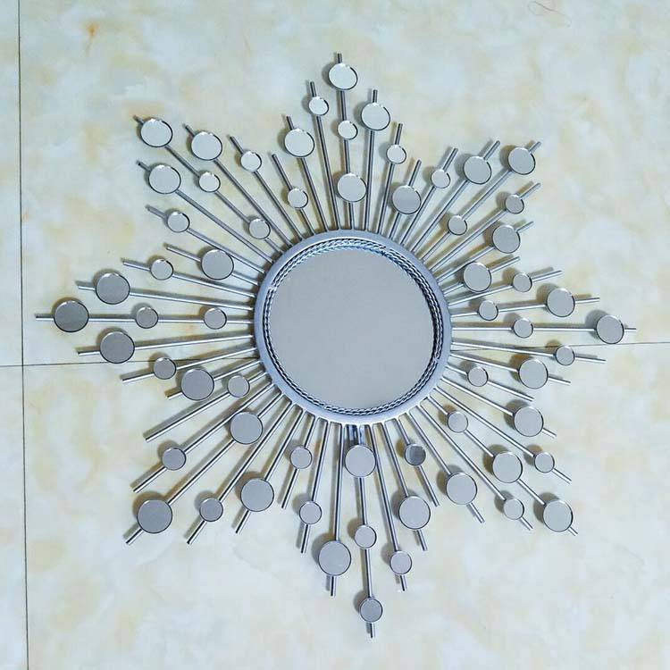 Grand miroir mural décoratif soleil rond Sun