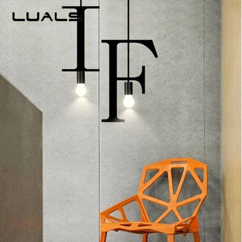 Suspension design LED avec Lettres en métal style Creative
