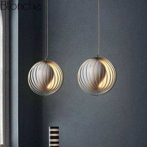 Suspension design LED grise au style Moon