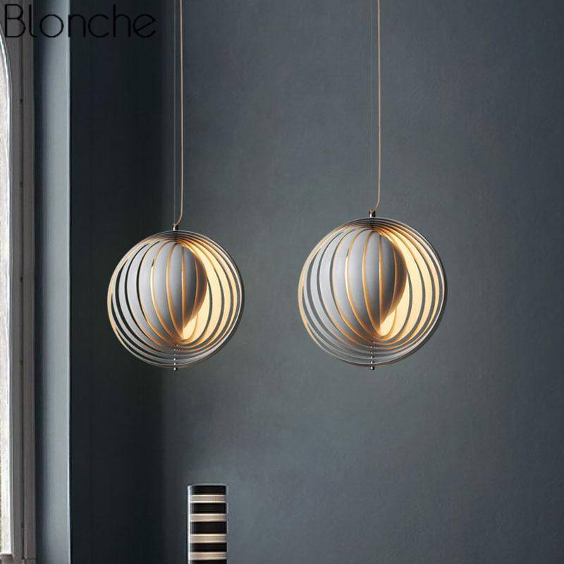 Suspension design LED grise au style Moon - vue 4 sur 6