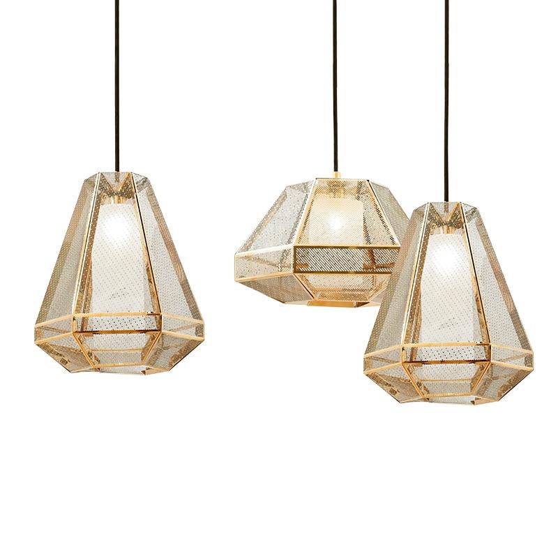 Suspension LED forme géométrique dorée Modern - vue 5 sur 9