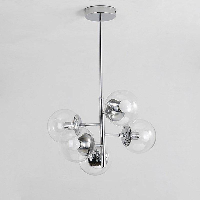 Suspension design LED chromée et boule en verre - vue 5 sur 7