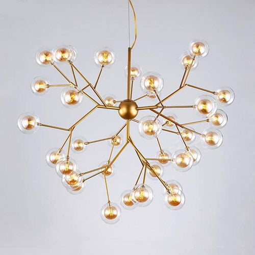 Lustre LED design arbre à branche et boules en verre