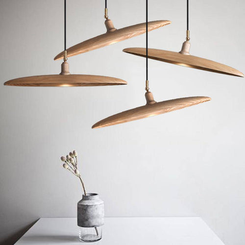 Suspension design à LED avec abat-jours en bois style Nordic - vue 3 sur 20