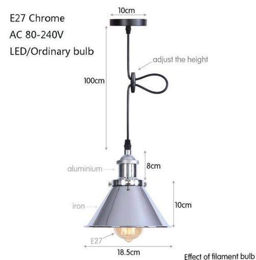 Suspension design à LED avec abat-jour en métal coloré Loft Industriel