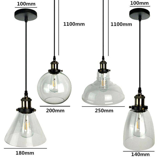 Suspension moderne LED noir avec abat-jour en verre Loft
