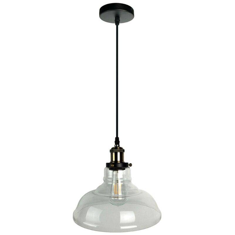 Suspension moderne LED noir avec abat-jour en verre Loft - vue 9 sur 10