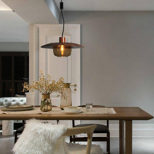 Suspension LED design en bois et verre Glass