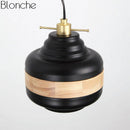 Suspension moderne LED noire et bandeau bois Country