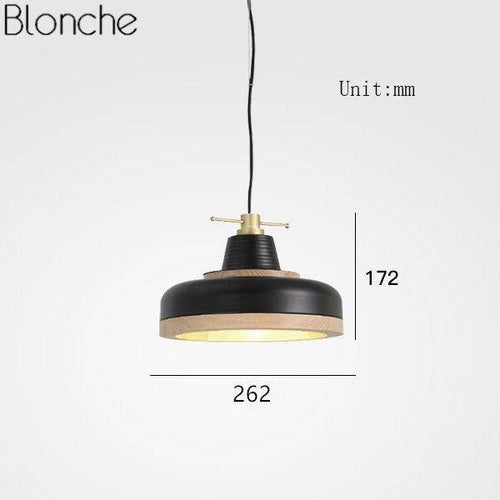 Suspension moderne LED noire et bandeau bois Country