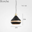 Suspension moderne LED noire et bandeau bois Country