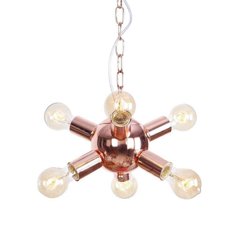 Lustre design LED en métal rose gold avec plusieurs lampes Fly