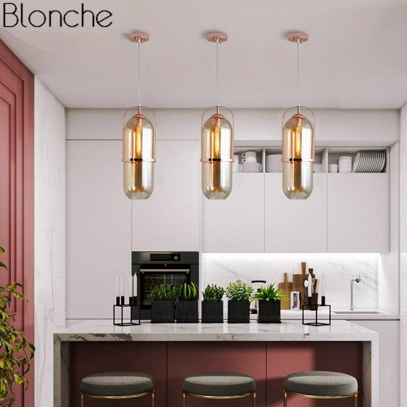 Suspension design en verre et métal rose gold Loft - vue 6 sur 6