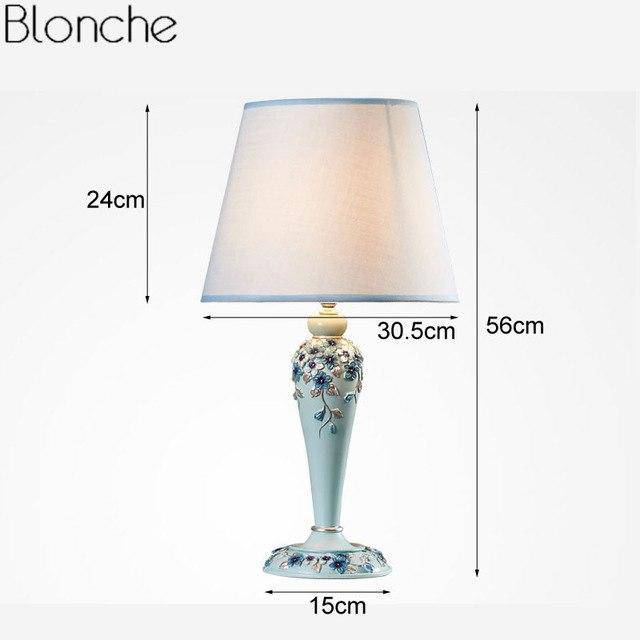 Lampe de chevet à poser avec abat-jour et base fleuri colorée - vue 9 sur 12