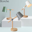Lampe à poser en bois ajustable avec abat-jour coloré