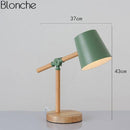Lampe à poser en bois ajustable avec abat-jour coloré
