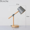 Lampe à poser en bois ajustable avec abat-jour coloré