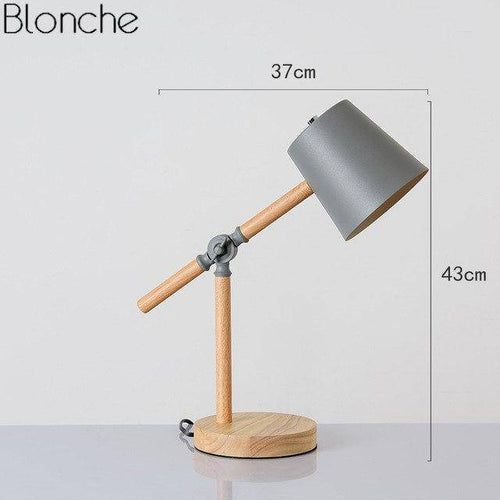 Lampe à poser en bois ajustable avec abat-jour coloré