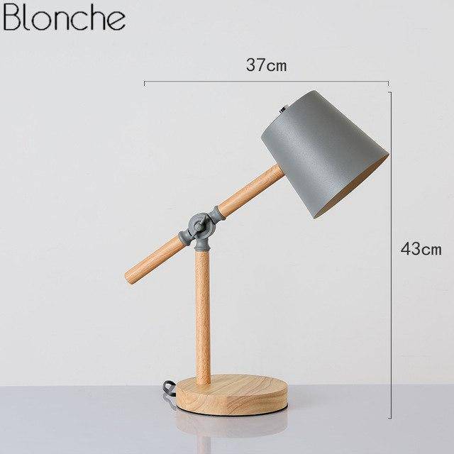 Lampe à poser en bois ajustable avec abat-jour coloré