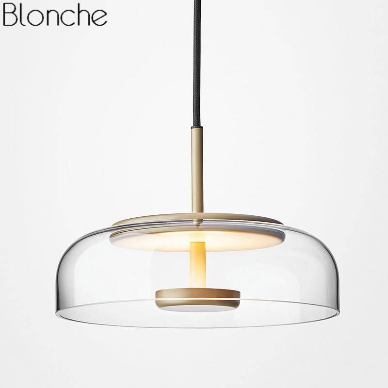 Suspension design LED avec abat-jour en verre Clear