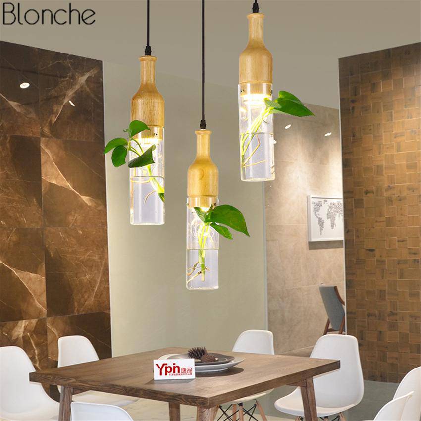 Suspension LED en bois avec plante et réservoir d'eau Bottle - vue 4 sur 8