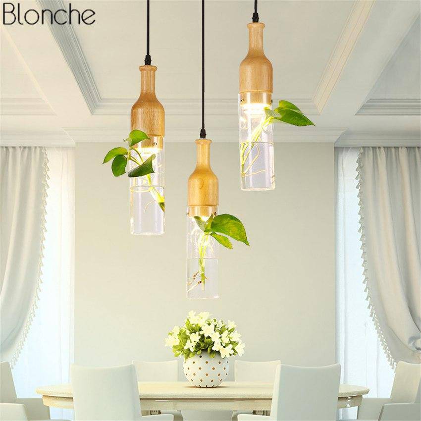 Suspension LED en bois avec plante et réservoir d'eau Bottle - vue 8 sur 8