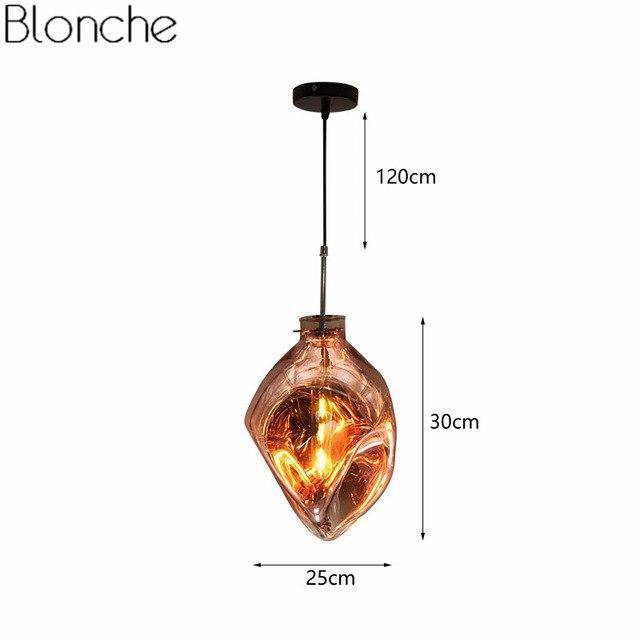 Suspension design LED en verre de couleur déformé Lava - vue 10 sur 16